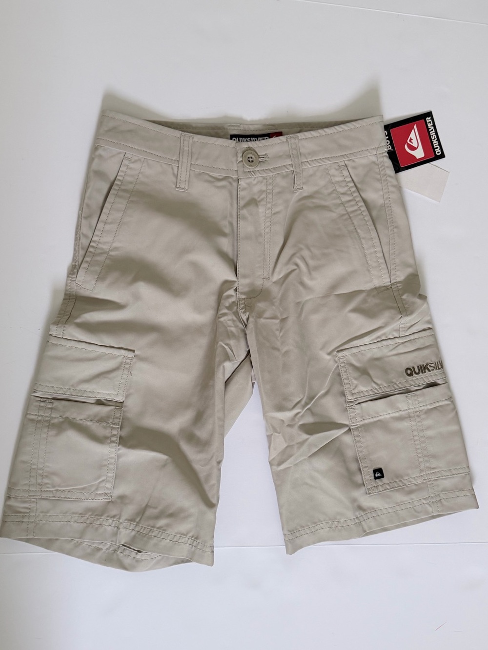 NWT Quiksilver Khaki Cargo Shorts Beige Outdoor Utility Hiking Casual 9/10 W-24”